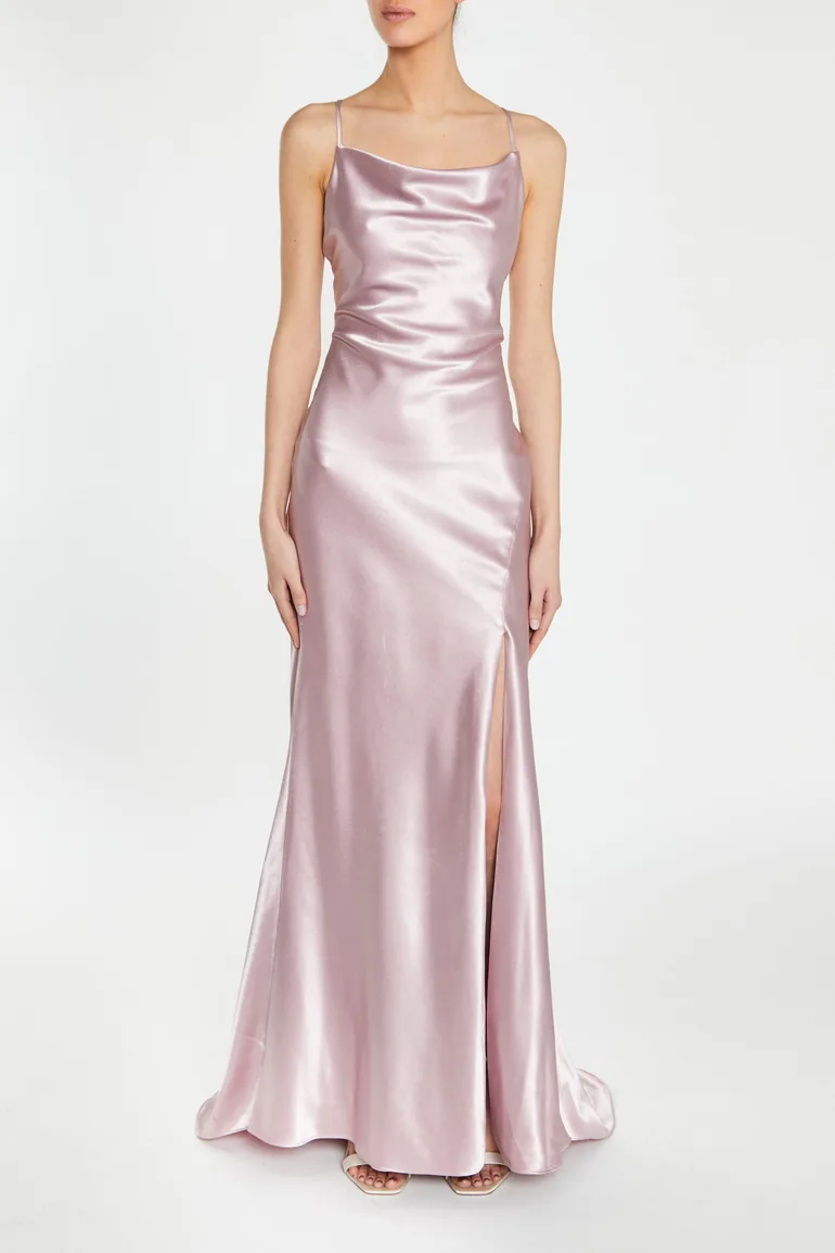 Pippa Blush Pink Bridesmaid Cowl-Neck Slip Dress - 1