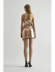 Light-Copper PU Strapless Top - 1