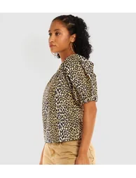 Zaida Sculptural Animal Printed Top - 2