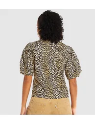 Zaida Sculptural Animal Printed Top - 1