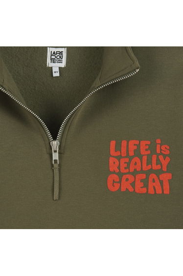 Slogan Print Half Zip Sweatshirt product thumbnail 3