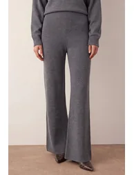 Anthracite Boat Neck Sweater-Pants Knitwear Set - Top and Bottom - 2