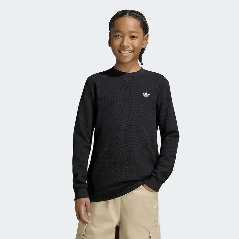 Waffle Knit Long Sleeve T-Shirt - 1