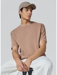 Men Brown Cotton Acid Wash T-Shirt - 1