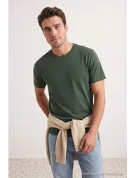 Grey-Navy Blue-Stone-Burgundy-Khaki 5-Pack Regular Fit Basic 100% Cotton T-Shirt - 5