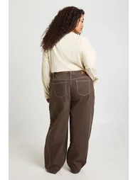 Plus Mid Waist Barrel Jean - chocolate - 1