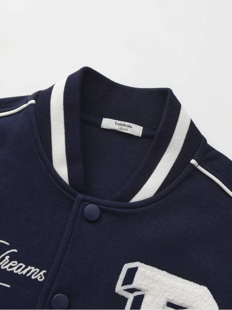 Unisex Varsity Button Up Jacket with Print - 2