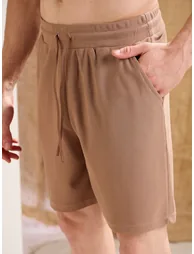 Men Brown Waffle Textured Straight Fit Shorts - 3