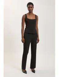 Petite Compact Stretch & Satin Mix Tux Slim Leg Trouser