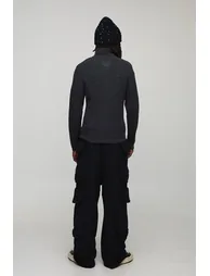 M Star Muscle Fit Ribbed Knitted Zip Thru Jumper - charcoal - 1