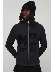 M Star Muscle Fit Ribbed Knitted Zip Thru Jumper - charcoal