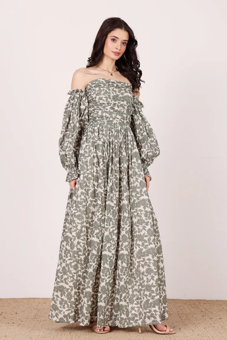 slim fit dress slacks Green Monstera Leaf Maxi Dress main image 0
