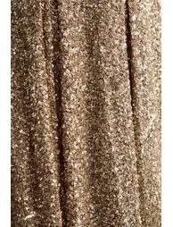 فستان ميدي بتصميم بشكل A بياقة مربعة مزين بالترتر - ذهبي - 5