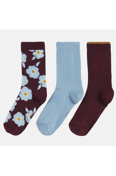 Pack of 3 Pairs of Crew Socks: 2 Plain/1 Printed