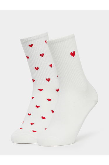 Pack of 2 - Heart Print Crew Socks