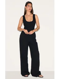 Black Tailored Scoop Neck Fitted Waistcoat