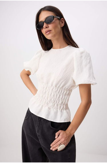 White Woven Top&Bottom Blouse