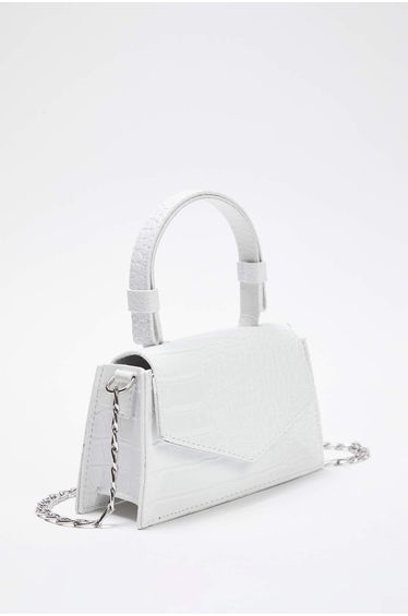 White Textured Cross Strap Women's Mini City Bag