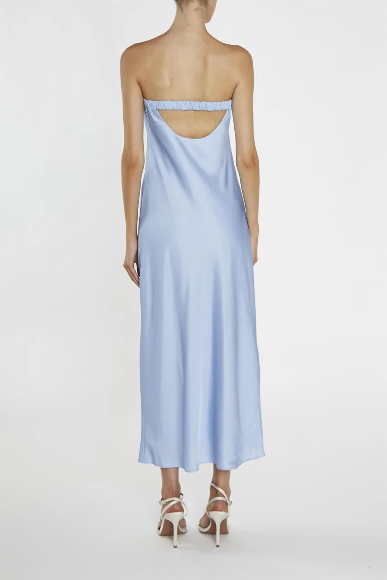 blue medium dress THE ANGEL CHIFFON MIDI DRESS IN BLUE