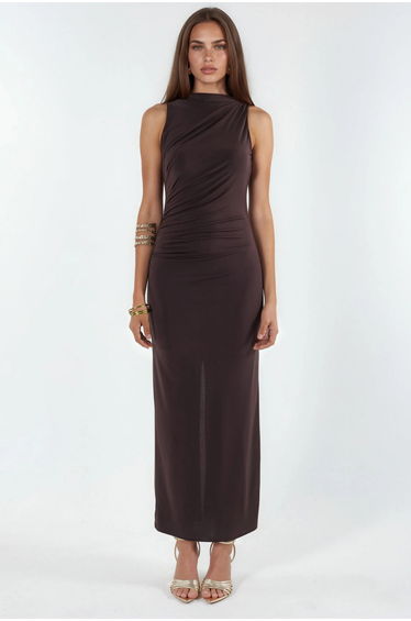 Ruched Detail Bodycon Maxi Dress