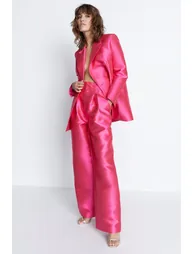 Satin Twill Double Breasted Boyfriend Blazer