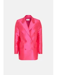 Satin Twill Double Breasted Boyfriend Blazer - 3