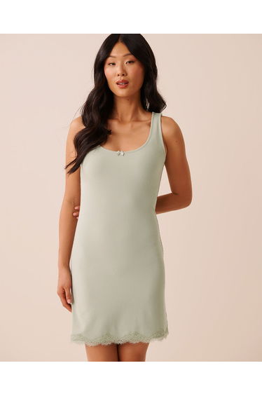 Ribbed Modal and Lace Trim Nightie