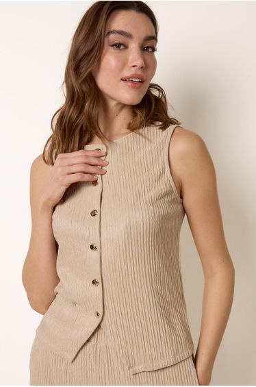 Crew Neck Button Through Vest