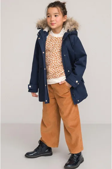 Recycled Warm Hooded Parka in Cotton with Borg Lining