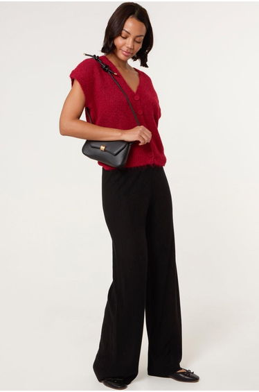 Ribbed Wide Leg Trousers