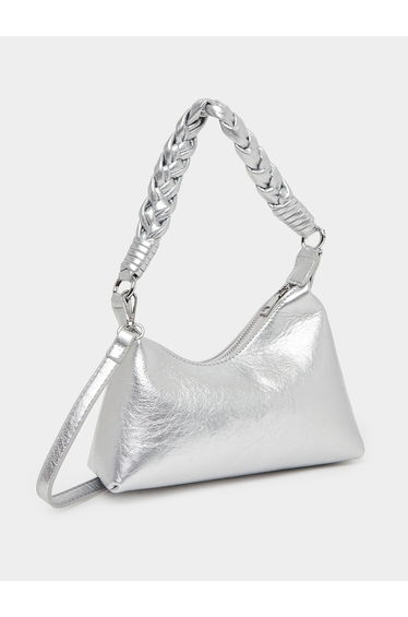 Silver Braided Strap Shoulder Bag