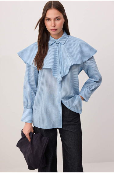 Yellow-Stone Regular Terrycotton Striped Woven Top & Bottom Hijab Shirt
