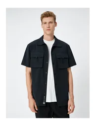 Sports Shirt Pocket Detailed Stopper Classic Collar Short Sleeve - 2