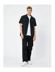 Sports Shirt Pocket Detailed Stopper Classic Collar Short Sleeve