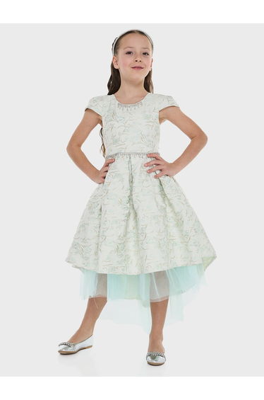 Girls Jacquard Mesh Insert Festive Dress