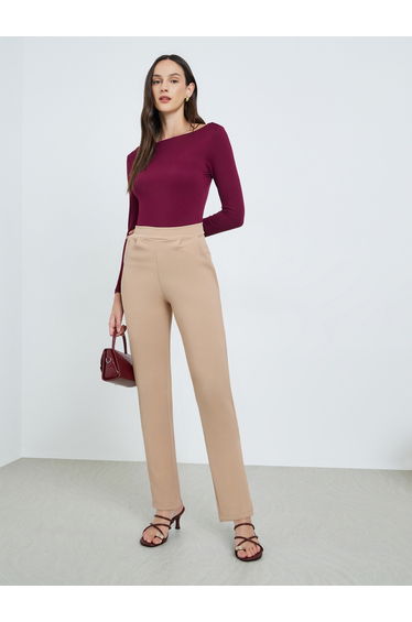 Beige Pocket Detail Tapered Leg Pants