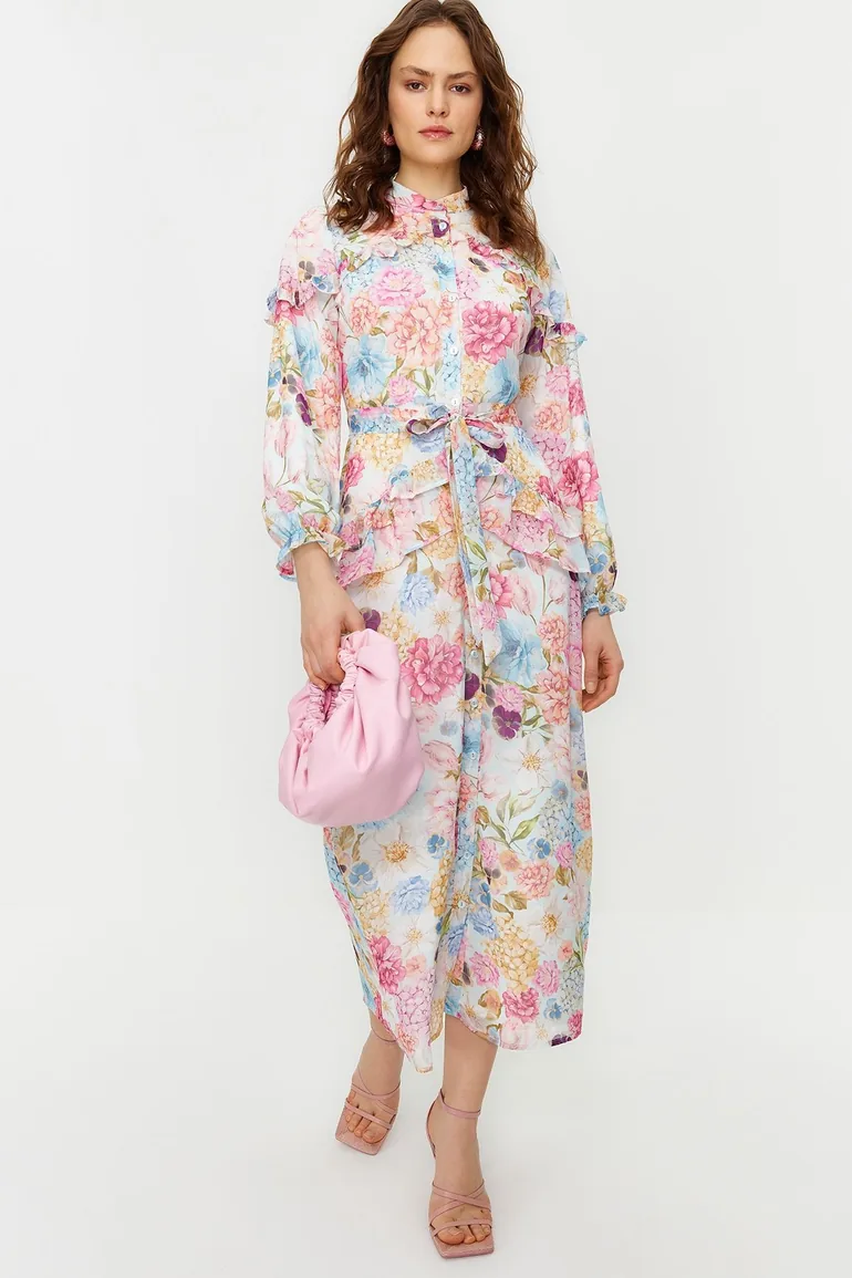 Lilac Floral Woven Chiffon Dress