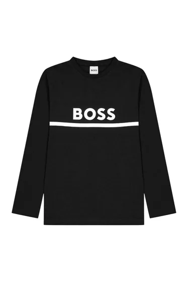 Boss Boys Logo Long-Sleeved T-Shirt - Black