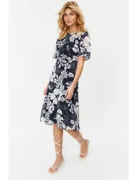 Indigo Woven Midi Dress - 2