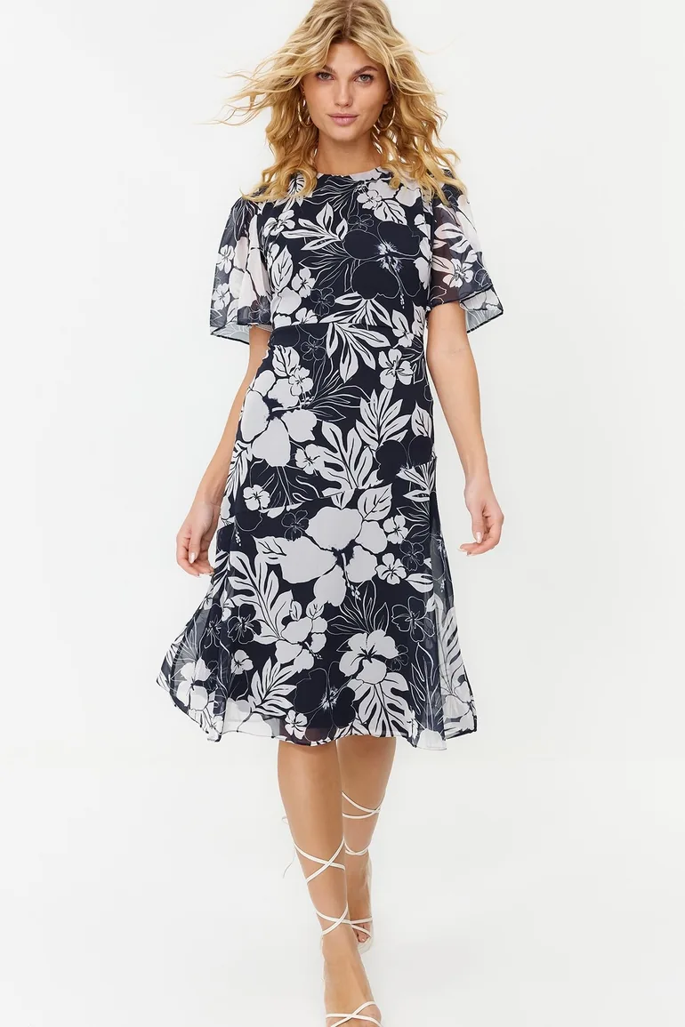 Indigo Woven Midi Dress