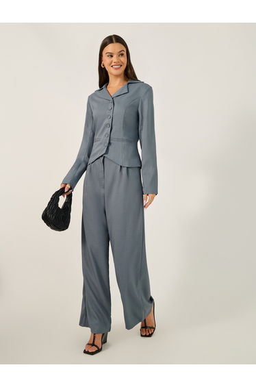 Wide Leg Pants with Pleats and String Tie Belt