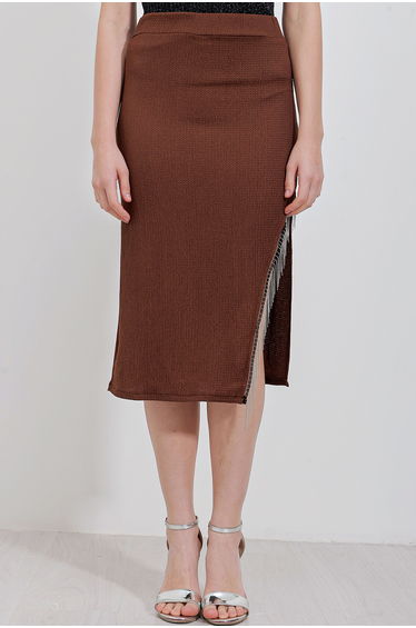 BDART Textured Midi Skirt with Chain Detail