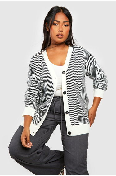 Plus Mono Oversized Cardigan - black