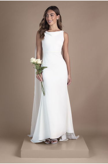 Petite Chiffon Cowl Back Detail Wedding Dress