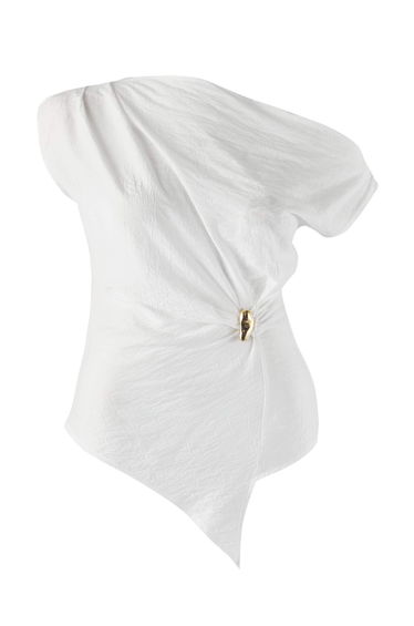Ecru Crinkle Woven Plus Size Blouse