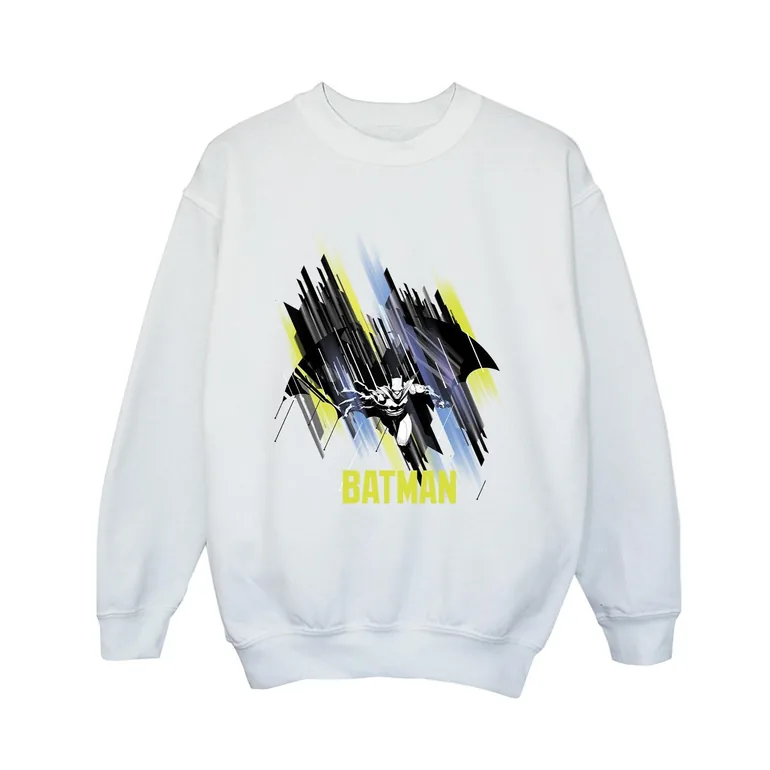 DC Comics Boys Batman Flying Batman Sweatshirt - White - 1