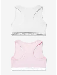 Ralph Lauren Girls 2 Pack Printed Bra Set in White