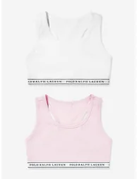 Ralph Lauren Girls 2 Pack Printed Bra Set in White - 5