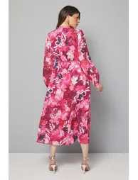 Floral Jacquard Ruffle Midi Dress - 3