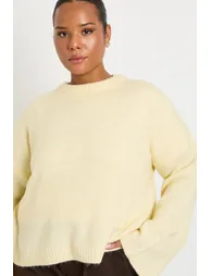 Plus Super Soft Crew Knitted Jumper - butter - 3
